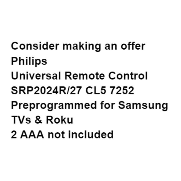 Philips Universal Remote Control SRP2024R/27 CL5 7252 Multi Device Roku - Picture 2 of 8